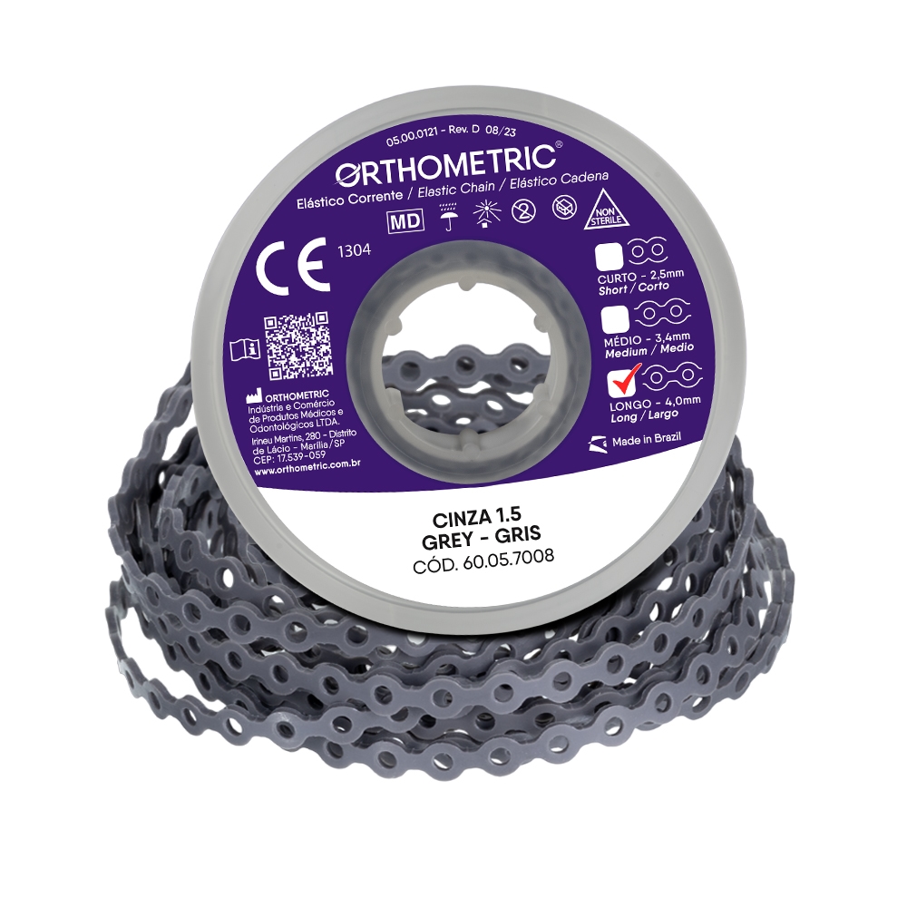 Cadena elastica larga gris ORTHOMETRIC Orthometric Cadena Elástica Larga Gris 1.5Mts - Imagen 1