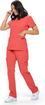 Monarch Uniforms Two-Way Color Coral Talla S (12 Bolsillos) - Imagen 4
