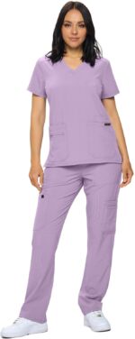 Monarch Uniforms Two-Way Color Lila/Lavanda Talla M (12 Bolsillos) - Imagen 2
