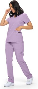 Monarch Uniforms Two-Way Color Lila/Lavanda Talla M (12 Bolsillos) - Imagen 4