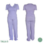 Olevo Poliamida Modelo Luisa, Manga Princesa, Cuello en V, Lila Talla S