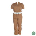 Olevo Two-Way Modelo Thais, Manga Princesa, Cuello Mao Abierto, Canela Talla S - Imagen 2