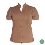 Olevo Two-Way Modelo Thais, Manga Princesa, Cuello Mao Abierto, Canela Talla S - Imagen 4